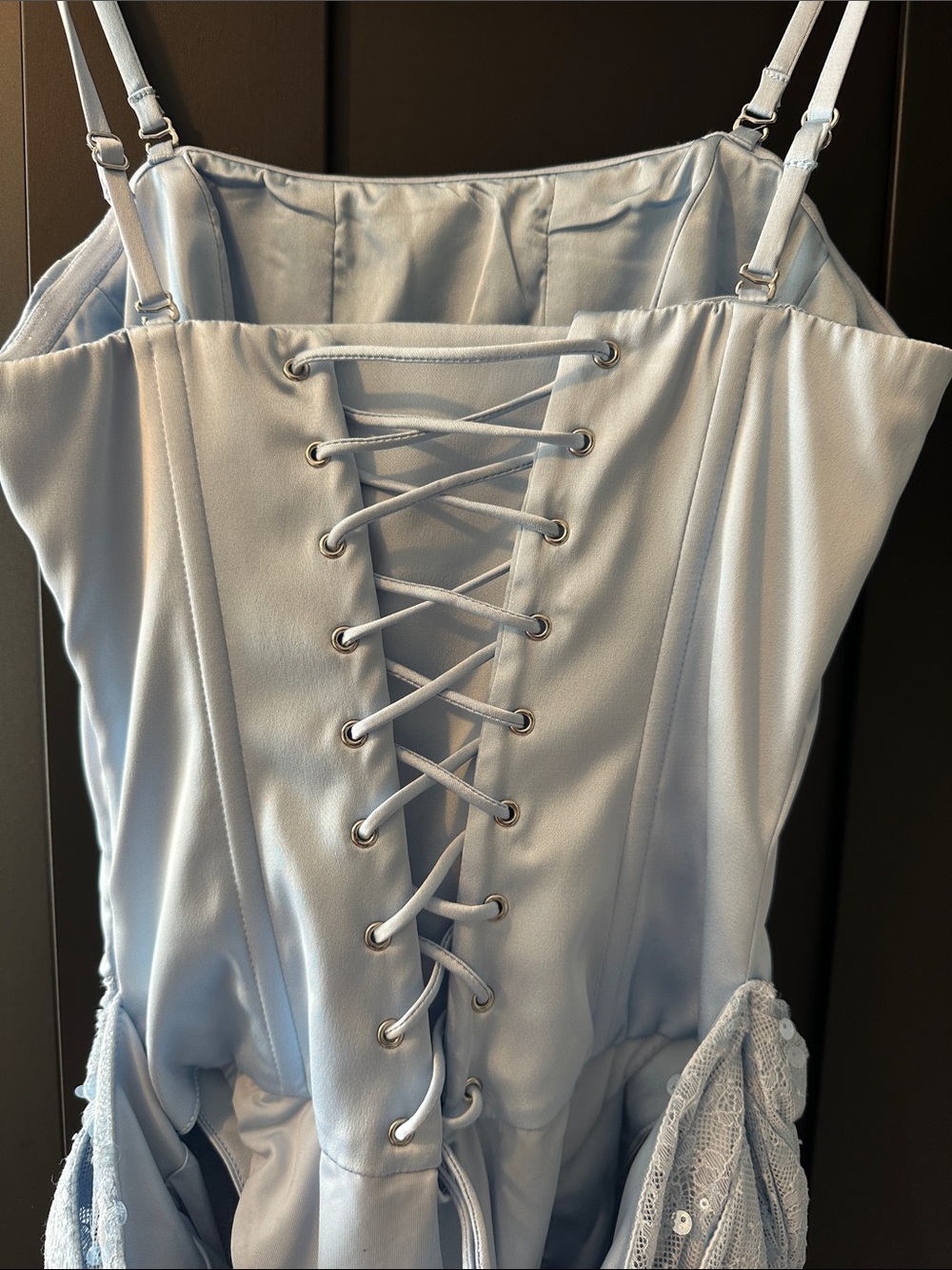 Oh Polly Light Blue Lace & Sequin Mini Dress - Picture 4 of 12